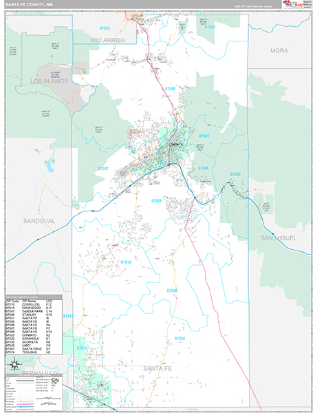 Santa Fe County, NM Zip Code Map